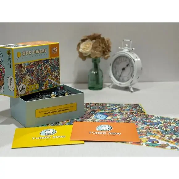 1000 piece Odd Pieces jigsaw puzzle Turbo 3000 by 3Land Studio mystery game - Picture 3 of 4